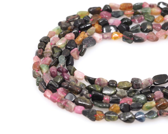 Tourmaline Beaded, Natural Tourmaline Necklace,Natural Stone Chain, Natural Gemstone Bead, DIY Bracelet Necklace Accessories, 6x8mm