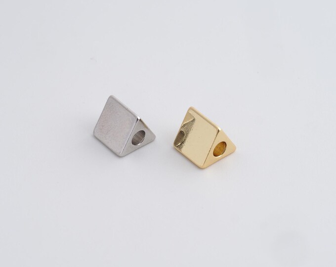 1 pcs Gold Flat Spacer Beads, 18K Gold Filled Triangle Beads,Dainty Bracelet Necklace Spacer Beads, DIY Jewelry Supplies,7.2x6.4mm