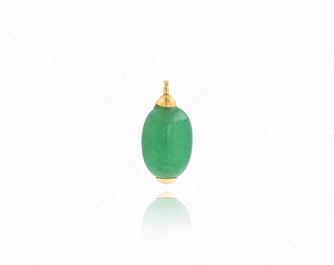 Natural Stone Pendant,Oval  Charm, Oval Necklace, 18K Gold Filled Disc Jewelry,DIY Jewelry Supplies, 14x7x7mm