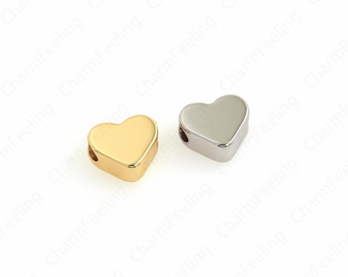 10 pcs 18K Gold Filled Spacer Heart Beads, Gold Heart Beads, Gold Heart Spacer Beads,DIY Bracelet Necklace Jewelry Making 7x8x3.5mm