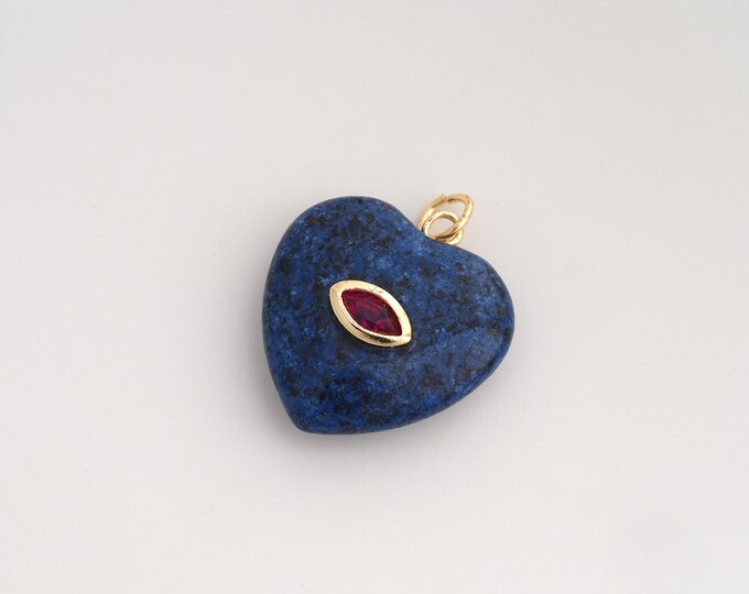 Natural Stone Pendant,Energy Stone Pendant,18K Gold Filled Heart Charm,DIY Jewelry Accessories,25.2x19.8x7.6mm