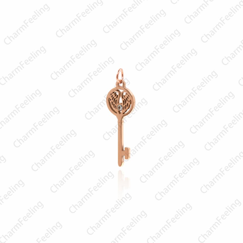 Stainless steel key pendant,gold key necklace,key charm 32.7x10x1.2mm 1pcs