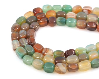 Natural Stone Faceted Gemstone Necklace, Rectangular Beads, Rectangular Beads, Natural Stone Rectangular Beads, 8x12mm