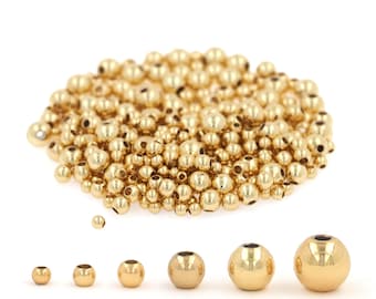 100 PCS, cuentas redondas de oro, cuentas redondas espaciadoras llenas de oro de 18K, cuentas chapadas en oro, cuentas de pulsera, fabricación de joyas de collar de pulsera de bricolaje