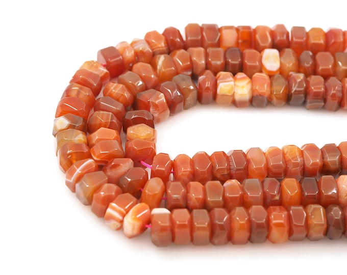 Red Agate Gem Chain,Natural Stone Beads, Rectangular Faceted Red Agate Bead,Jewelry Supplier, DIY Bracelet Accessories,15mm