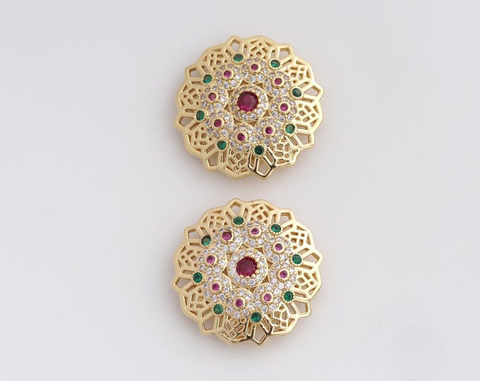 Micropavé CZ Plant Pendant,Flower Necklace,18K Gold Filled Flower Pendant,Plant Charm, DIY Jewelry Making Accessories,23.4x23.4x5.8mm