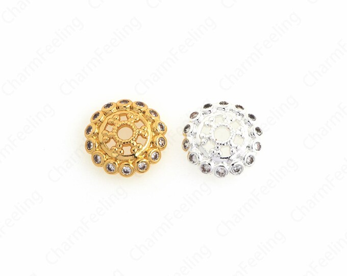 18K Gold Filled Flower Bead Caps,Pearl Caps,Round Bead Caps,Flower Caps,Spacer Jewelry, Brass Caps, DIY Gold Jewelry Making,10.4x3mm