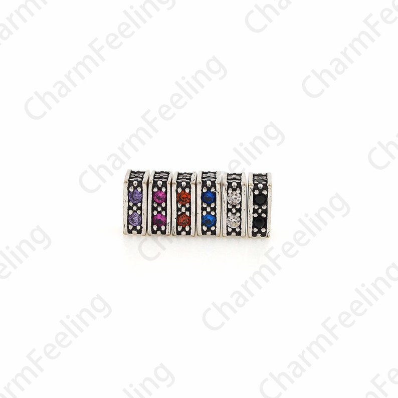 Bracelet Spacer Beads 5.8x2.6mm 1pcs Square Charm Micro-Pave Colorful Square Spacer Beads Cubic Spacer Beads