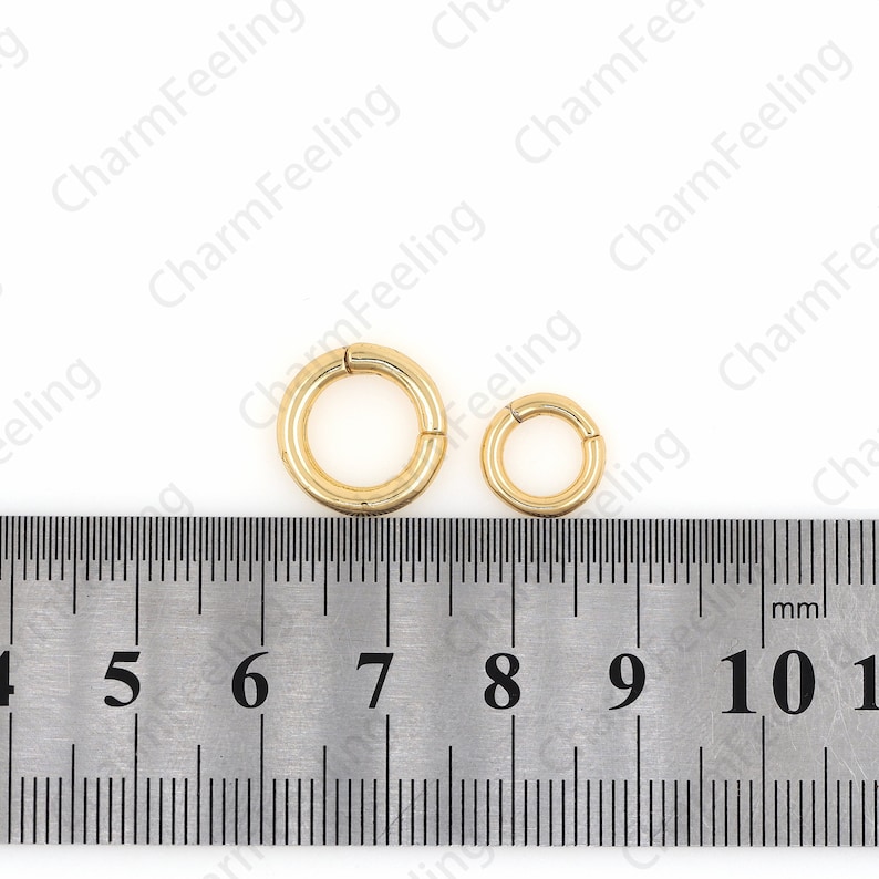 Fermoir rond rempli dor 18K, anneau de porte de traction, anneau de ressort en or, anneau de porte de poussée en or 14x2mm 10x1.5mm 1pcs image 5