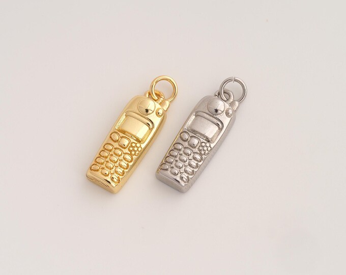 Telephones Pendant,Telephones Pendant,18K Gold Filled Telephones Charm,DIY Jewelry Accessories,24x8x4.2mm