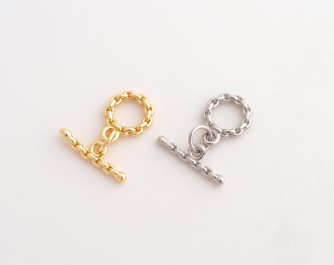 5 pcs OT Clasp, Round Toggle Clasp, 18K Gold Filled OT Clasp, DIY Jewelry Making Supplies, O:8.8x2mm T：14.5x2mm