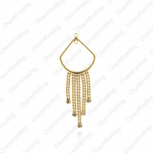 Shinny Drop Chain Tassel, Gold Color Chain Charm for Tassel Earrings 67x25.4mm 1pcs