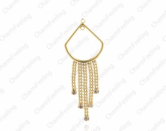 Shinny Drop Chain Tassel, Gold Color Chain Charm for Tassel Earrings 67x25.4mm 1pcs