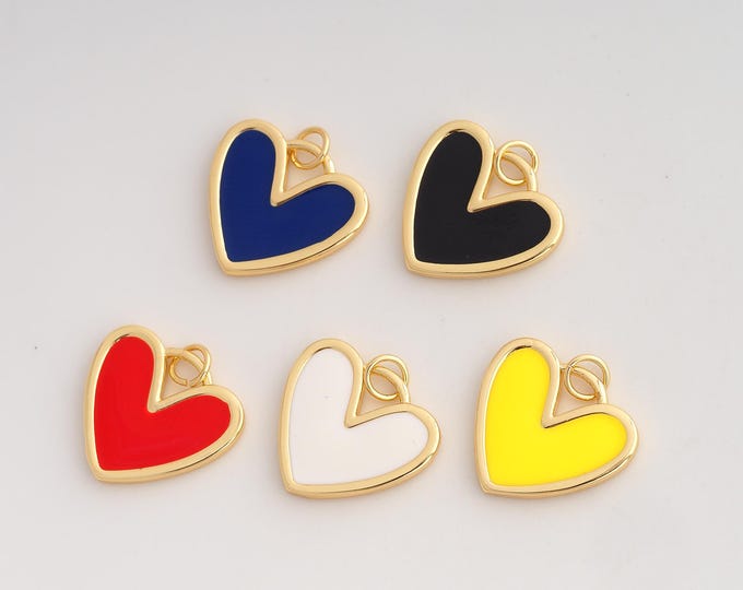 Enamel Heart Pendant,Love Pendant,18K Gold Filled Heart Charm,DIY Jewelry Accessories,20.3x18.8x2.5mm