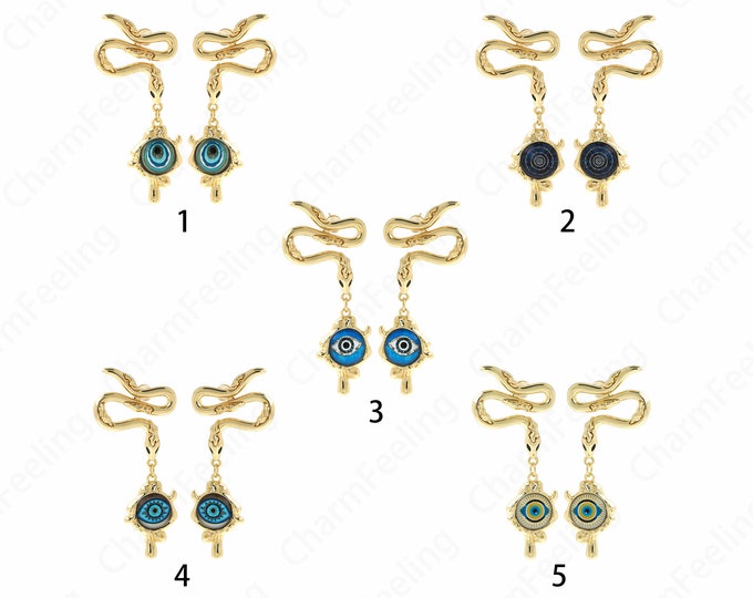 Snake Eye Earrings,18K Gold Filled Snake Earrings,Drop Earrings,DIY Jewelry Making Accessories 66.5x27.5x5mm