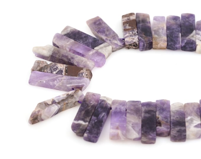 Bar Gemstone Beads,Rectangular Amethyst Stone Beads,Gemstone Beads,Natural Stone Chain,Natural Stone Necklace, 10-12x28-48mm