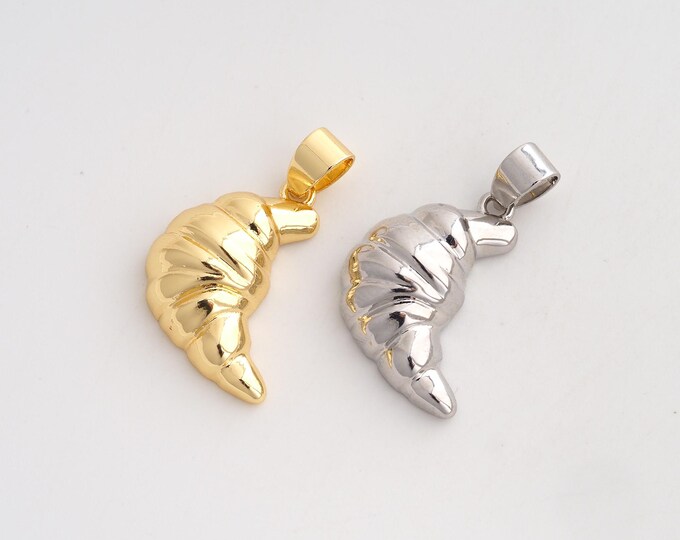 Croissant Pendant,French Bread Pendant,18K Gold Filled Bread Charm,DIY Jewelry Accessories,27x16.8x5.8mm