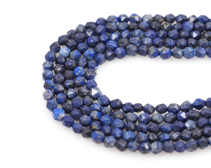 Lapis Lazuli Beads, Natural Stone Necklace, Round Faceted Gem,  Lapis Beads, Jewelry Supplier, DIY Bracelet Necklace Accessories, 6mm