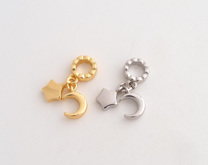Moon Star Pendant,Celestial Pendant,18K Gold Filled Star Moon Charm,DIY Jewelry Accessories,19x13.2x2.5mm