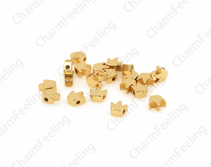 Gold Crown Beads, Mini Crown Beads, Metal Crown Spacer Beads, Crown Slip Beads, DIY Jewelry Making Accessories 5.2x5.2x2.5mm 1pcs/5pcs/10pcs