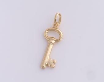 Key Pendant, Micropavé CZ Key Charm, 18K Gold Filled Key Necklace, DIY Jewelry Supplies, 44.2x16x4mm