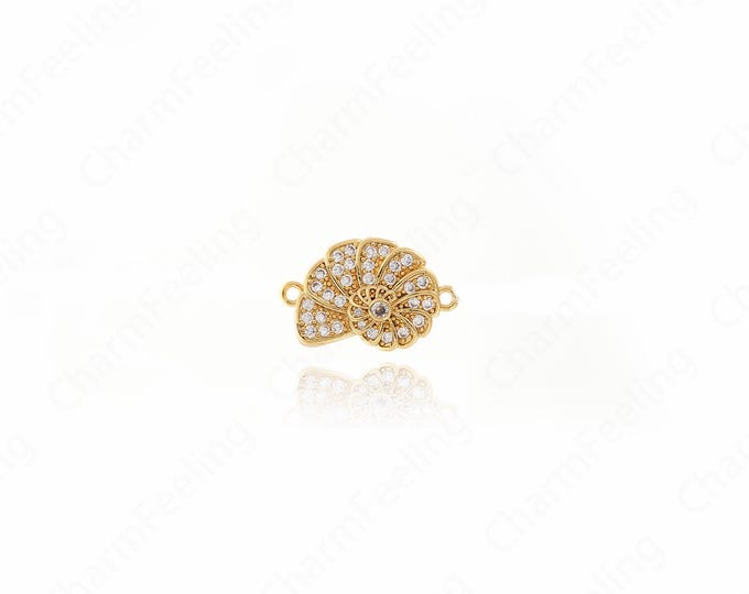 Gold Conch Connector,Shell Connector, 18K Gold Filled Shell Charm, DIY Bracelet Necklace Accessories, 12.6x19.7x3.3mm