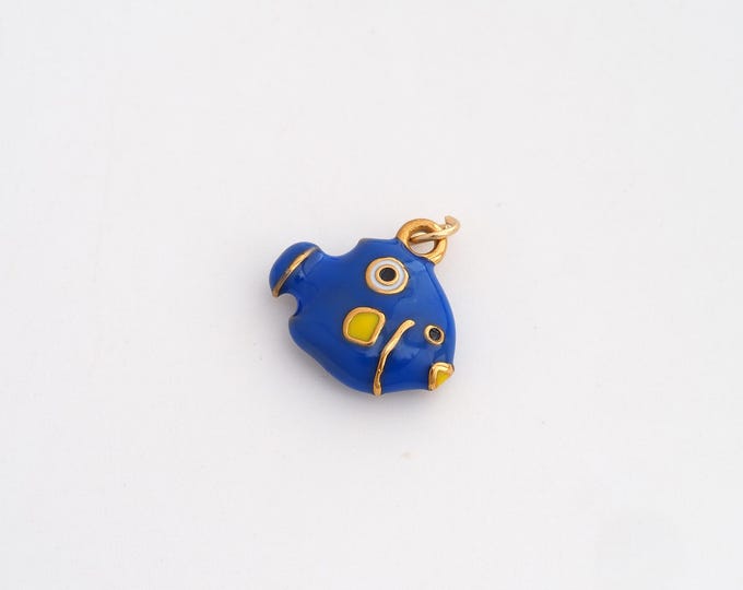 Enamel Fish Charms,Dainty Marine Life Charm, 18K Gold Filled Fish Pendant,DIY Jewelry Accessories 15.8x14.8x4.5mm