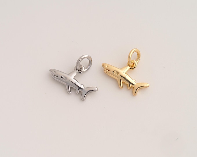 Shark Pendant,Marine Life Pendant,18K Gold Filled Shark Charm,DIY Jewelry Accessories,12.2x14.6x2.5mm