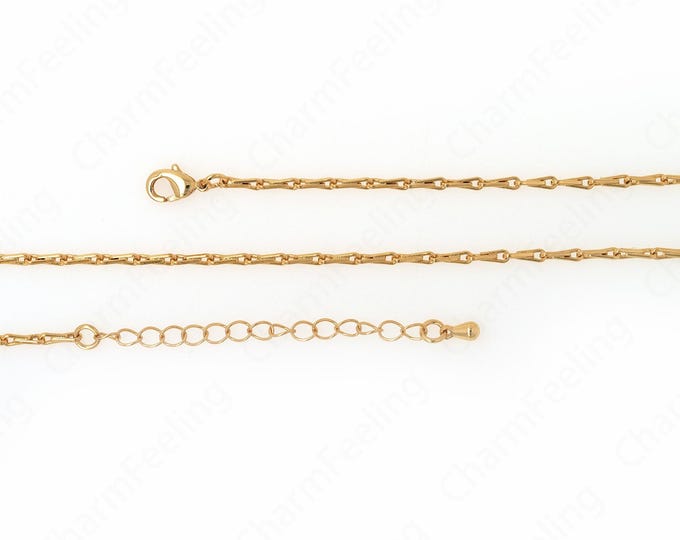 Chains Necklace,Lobster Clasp Necklace,18K Gold Filled Simple Necklace, Brass Necklace,DIY Jewelry Supplies,40cm+6mm