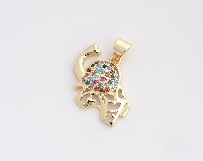 Elephant Pendant, Animal Charm,18K Gold Filled Elephant Charm, DIY Jewelry Making Accessories 21.4x20x3mm