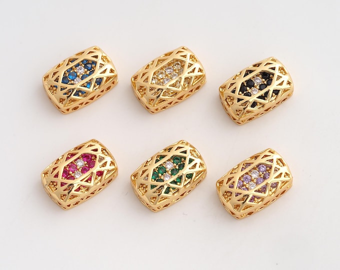 10 pcs 18K Gold Filled Gemstone Spacer Beads,Square Gemstone Beads,Square Beads,DIY Jewelry Supplies,10x14mm