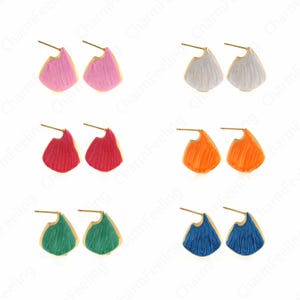 Enamel Earrings,Rectangular Earrings,Dainty Gold Earrings,Earring Charm,18K Gold Filled Eectangular Earrings,24x21x8mm