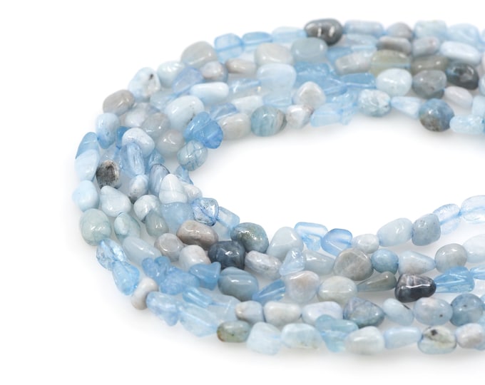 Aquamarine Beads, Natural Stone Chain, Gemstone Beads, Jewelry Supplier, DIY Bracelet Necklace Accessories, 6x8mm
