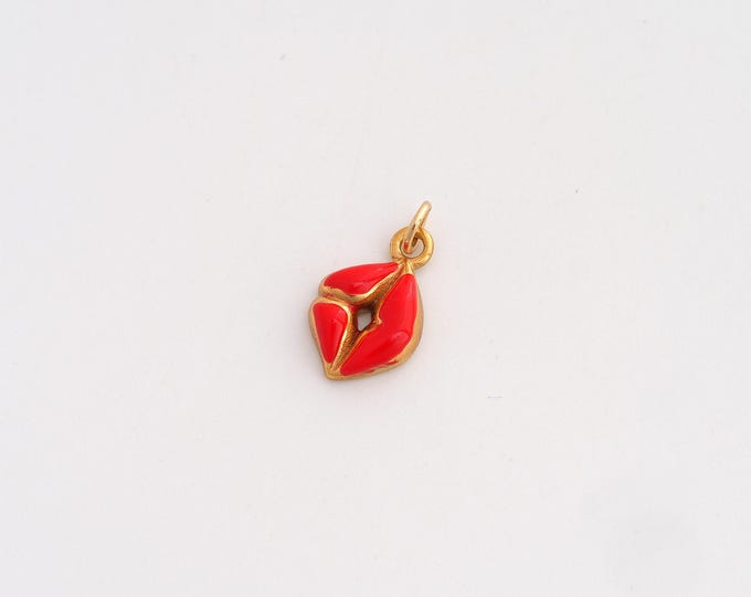 Enamel Lips Charms,Dainty Lips Charm, 18K Gold Filled Lips Pendant,DIY Jewelry Accessories 15x8.4x3mm