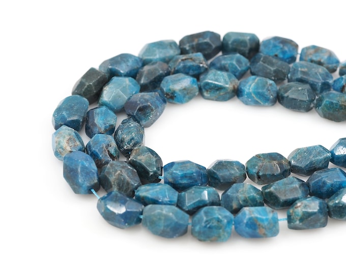 Natural Stone Bracelet Necklace Accessories, Blue Apatite Beads, Rectangular Gemstone Chain, DIY Gem Making Accessories, 15x20mm