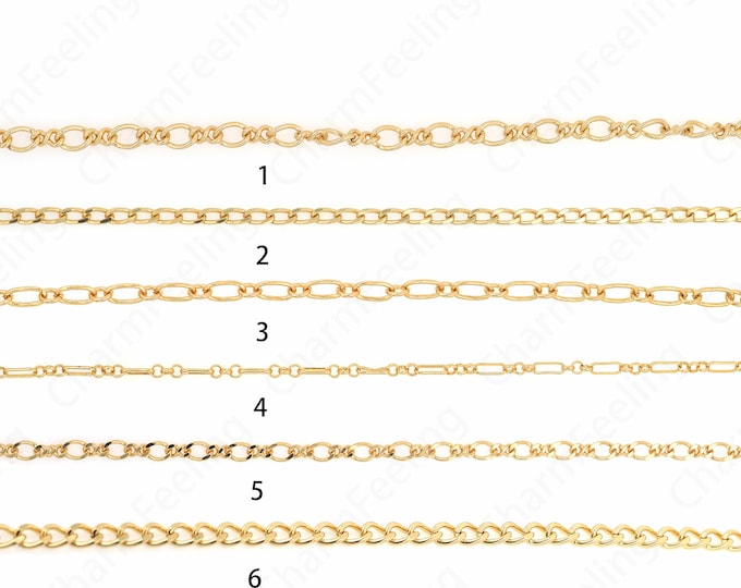 1 Meter,Sailor Chain,  18K Gold Filled Round Chain, Unfinished Chain, Curb Chain, Square Chain, DIY Jewelry Supplies