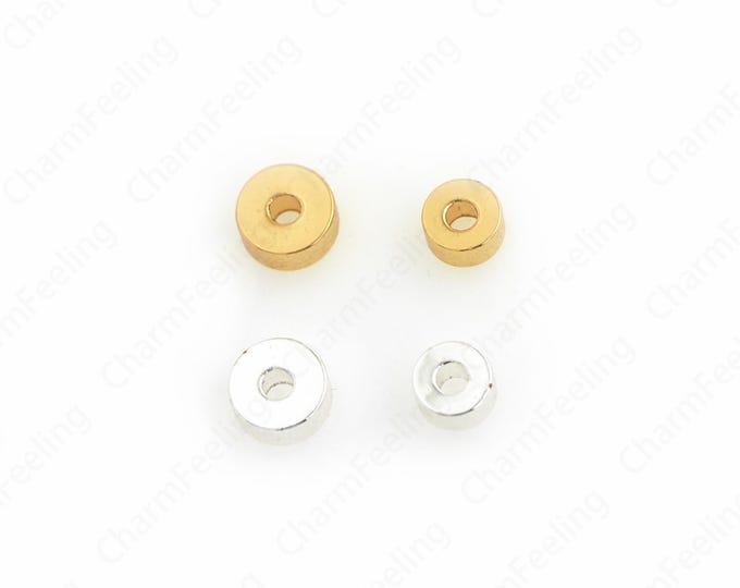 10 pcs 18K Gold Filled Flat Spacer Beads,Disc Spacer Beads,Flat Rectangle Beads,Flat Bead Bracelet,DIY Jewelry Supplies