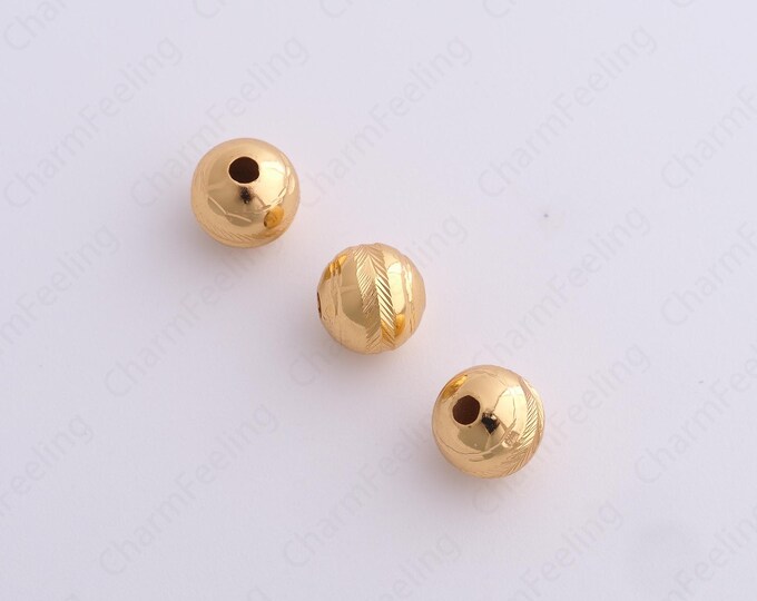 10 pcs Gold Ball Spacer Beads, 18K Gold Filled Ball Beads,Dainty Ball Bracelet Necklace Spacer Beads, DIY Jewelry Supplies,8x7.5mm