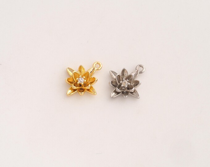 CZ Flower Pendant,Flower Pendant,18K Gold Filled Flower Charm,DIY Jewelry Accessories,12.8x10.4x3mm