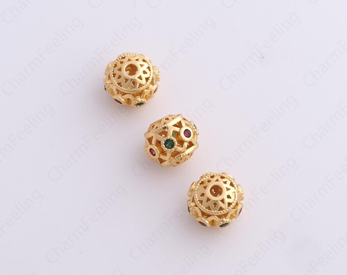 Gold Bucket Beads, Gold Tube Beads, Large Hole Beads,18K Gold FIlled Beads, DIY Beaded Accessories 9.2x7.6mm