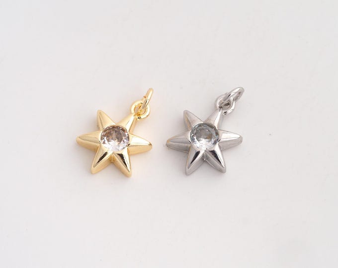 5 pcs CZ David Star Pendant,Jewish Star Pendant,18K Gold Filled Starburst Charm,DIY Jewelry Accessories,19x11.4x3.5mm