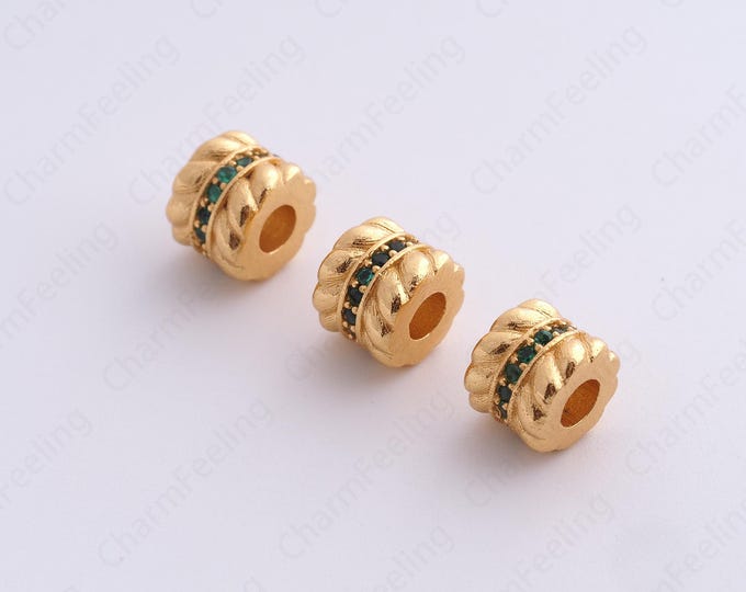 Gold Round Spacer Beads, 18K Gold Filled Tube Beads,Dainty Round Bracelet Necklace Spacer Beads, DIY Jewelry Supplies,7.5x6.4mm