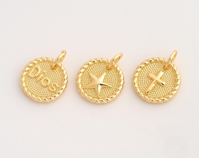 DIOS Pendant,Star Pendant,18K Gold Filled Cross Charm,DIY Jewelry Accessories,19x15x2.7mm