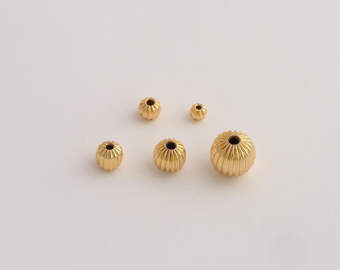 100 pcs 18K Gold Filled Corrugated Spacer Beads,Round Beads,Corrugated Round Beads,DIY Jewelry Supplies,3/4/5/6/8/10mm