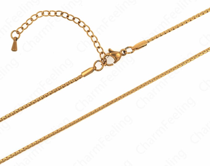 Box Chain Necklace Gold Necklace, Dainty Chain Necklace,  Layered Necklace,Stainless Steel Chain Classic Chain Necklace 37+6cm