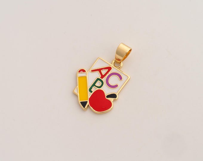 Enamel Book Pendant,Book Pendant,18K Gold Filled Book Charm,DIY Jewelry Accessories,26.6x17.7x1.7mm