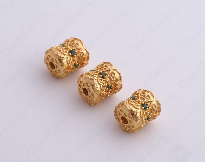 Gold Round Spacer Beads, 18K Gold Filled Tube Beads,Dainty Round Bracelet Necklace Spacer Beads, DIY Jewelry Supplies,7.7x6.5mm