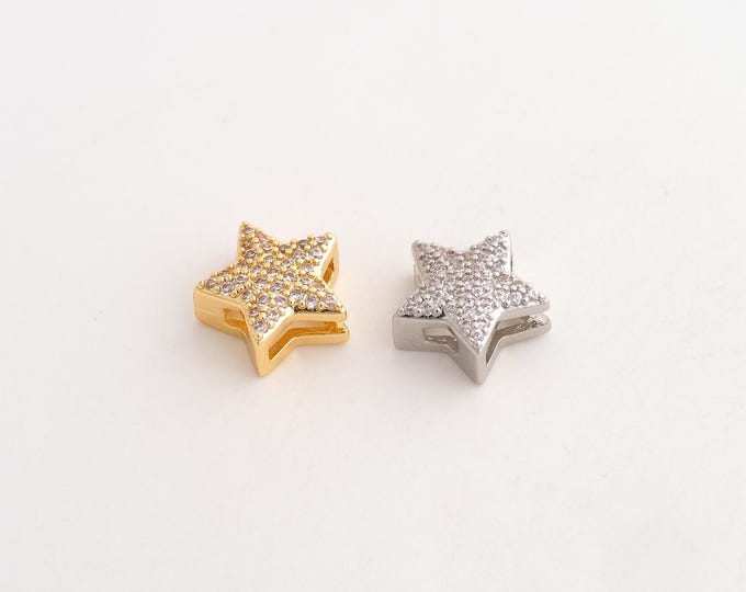 CZ Star Pendant,Celestial Pendant,18K Gold Filled Starburst Charm,DIY Jewelry Accessories,13x12.5x6mm