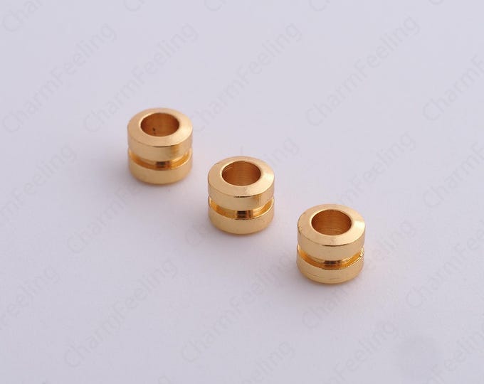 10 pcs Gold Round Spacer Beads, 18K Gold Filled Tube Beads,Dainty Round Bracelet Necklace Spacer Beads, DIY Jewelry Supplies,5x4mm