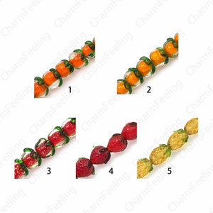 Fruit Spacer Beads, Strawberry Spacer Beads, Pineapple Spacer Beads, Glass Beads, Murano Beads, Lampwork Glass, DIY Beading Supplies